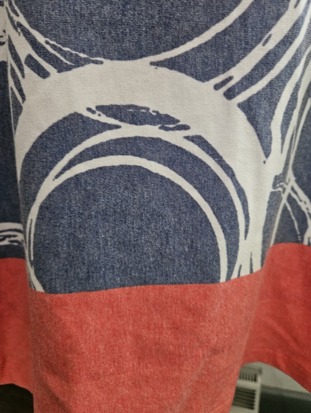 Krimson Klover Sleeveless Blue & White Dress with Two-toned Coral Bottom, Med - Picture 3 of 6